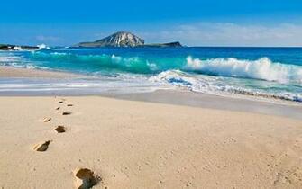Ocean Waves Beach Steps Wallpaper Stock