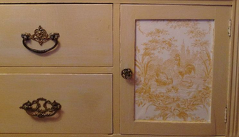 Vintage Rooster Commode Wallpapered Door Finished