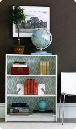 Wallpaper At The Back Of Bookcase Design Decor