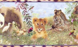 Baby Zoo Animals Wallpaper Border Yh1597bd