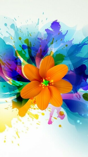 Colorful Splash Painting Flowers Wallpaper iPhone