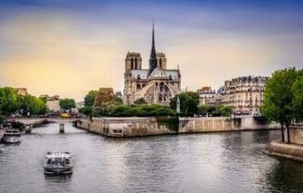France Notre Dame Cathedral The River Seine Boat Wallpaper