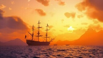 Just Walls Ship At Sea Wallpaper Theme