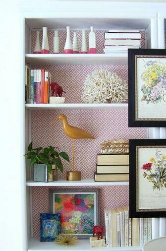 This Bookshelf From The Hisugarplum Has A Wallpaper Back Mix