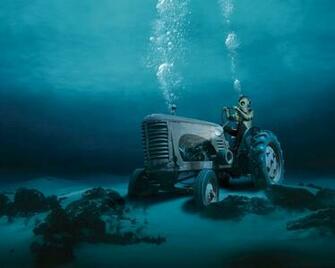 Wallpaper Bottom Water Tractor Scuba Diver Bubbles