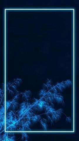 Neon Lights Frame With Tropical Leaves Mockup Design Mobile