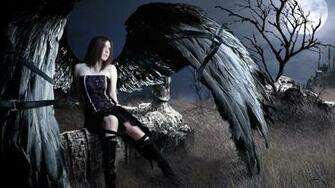 Angel Dark Gothic Sentado En El Cementerio Wallpaper
