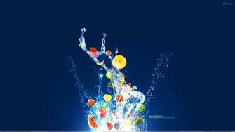 Fruits Abstract Art On Blue Background Wallpaper
