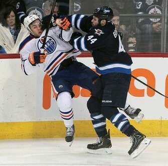Taylor Hall Of The Edmonton Oilers Gets Some Pressure