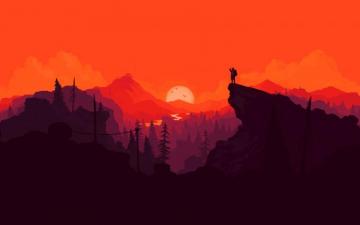 Person Standing On Mountain Cliff Painting Illustration