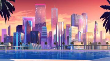 Wallpaper City Skyscrapers Vector Picture UHD 8k