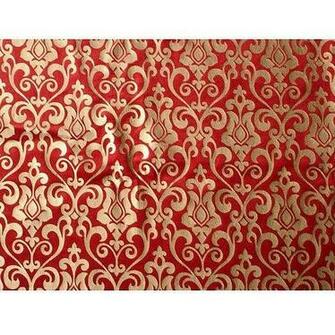 From Red Damask Velvet Fabric With Gold Print