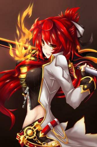 Blazing Heart Elesis Elsword Fire Brown Background