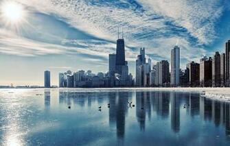 Wallpaper Winter The City River Ice Skyscrapers Evening