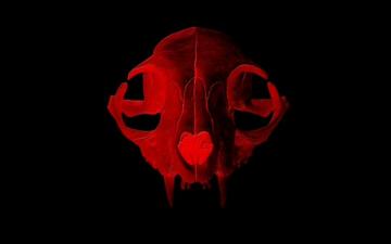 Wallpaper Cat Skull Red And Black