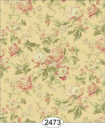 Dollhouse Wallpaper Cozy Cottage Rose Garden Peach On Gold