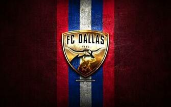 Wallpaper Fc Dallas Golden Logo Mls Red Metal