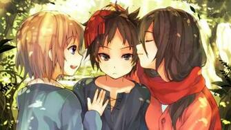 Armin Arlert Eren Jaeger Yeager Mikasa Ackerman Attack On Titan