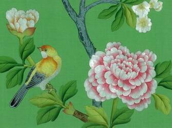 Handpainted Silk Wallpaper Asian