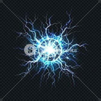 Powerful Electrical Discharge Lightning Strike Impact Place