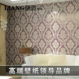 Wallpaper Light Purple Velvet Flock Printing Fashion Bedroom