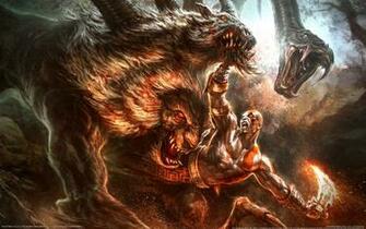 God Of War Kratos Luchando Contra Sus Enemigos Wallpaper