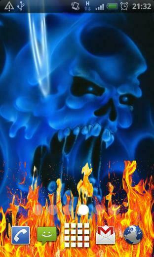 Blue Ghost Skull Fire Flames Live Wallpaper For Your