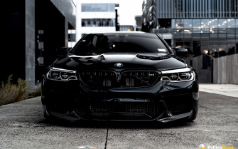 Wallpaper Bmw M5 Black Front Dual Wide