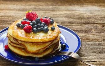 Wallpaper Raspberry Blueberries Pancakes Desert Food Sweet