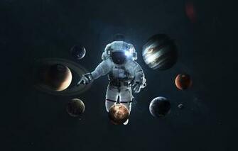 Wallpaper Saturn The Moon Space Earth Planet Astronaut