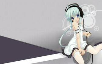 Anime Charcater Wearing White Nightie And Black Corded Headphones