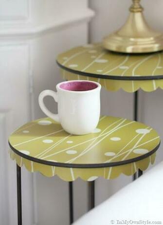 Covered The Tops And Scalloped Sides With Removable Wallpaper All