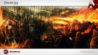 Wallpaper Dragon Age Origins Army Monsters Fire