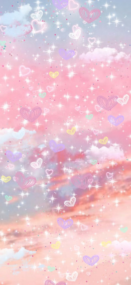 Super Cute Pink Sky Cloud Aesthetic Hearts Background Phone