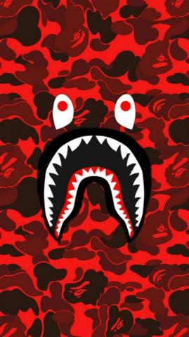 Bape Shark Face Red Camo Wallpaper iPhone