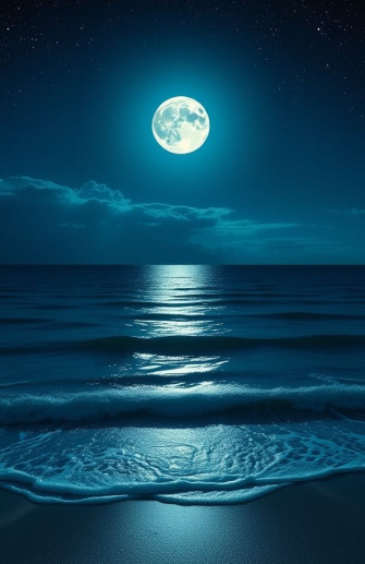 Moon Over Ocean Wallpaper