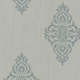 Aqua Damask Medallion Powell Beacon House Wallpaper
