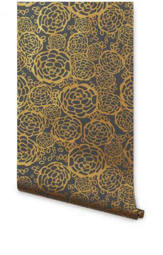 Hygge West Petal Pusher Wallpaper Gray Gold