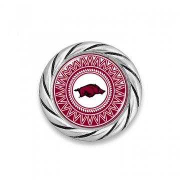 Arkansas Razorbacks Snap Button Logo On Geometric Background