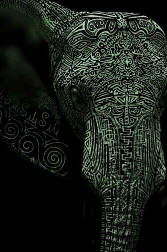 Aztec Artwork Elephants Black Background Mayan Wallpaper