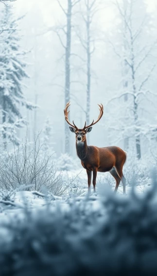 Winter Deer Wallpaper Background