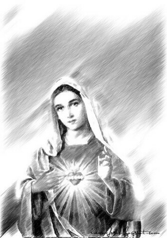 Mm02 Mother Mary Pencil Sketch Art