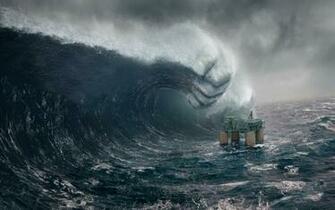Waves Cgi Fist Tempests Offshore Platforms Wallpaper