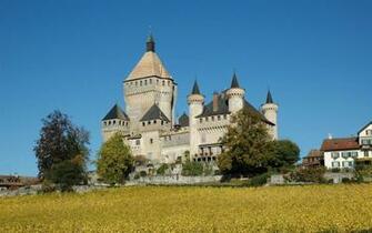 Castles Europe Switzerland Castle Vufflens Wallpaper