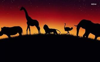 Wild Animal Silhouettes Wallpaper Digital Art
