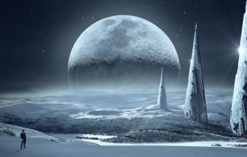 Wallpaper Winter Forest The Sky Space Stars Light Snow