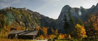 Fall Cabin Ultrawide HD Wallpaper