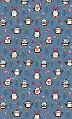 Fun Penguin Dusty Blue Winter Wallpaper Aesthetic Idea