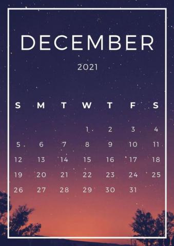 iPhone December Calendar Wallpaper
