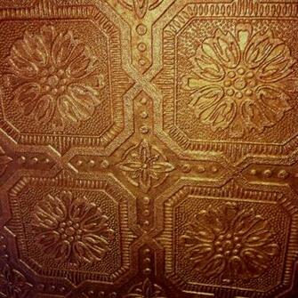 Wallpaper Painted With Copper Paint And Then Antiqued Covered A Bay